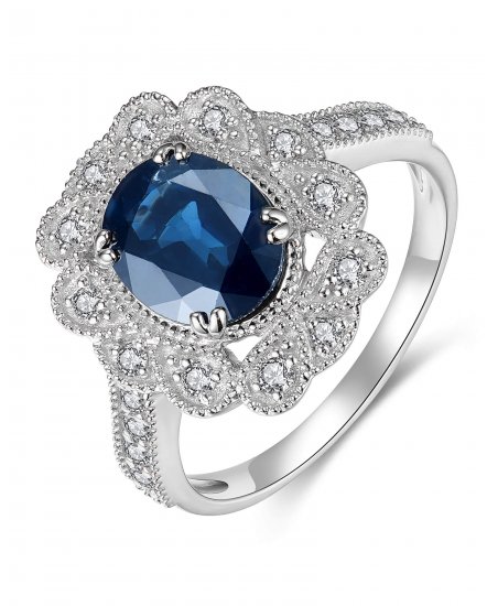 OVAL SAPPHIRE DIAMOND RING (TR4241)